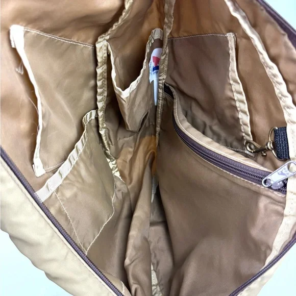 AmeriBag Healthy Back Bag Khaki Tan Nylon Sling Backpack Shoulder Bag Large
